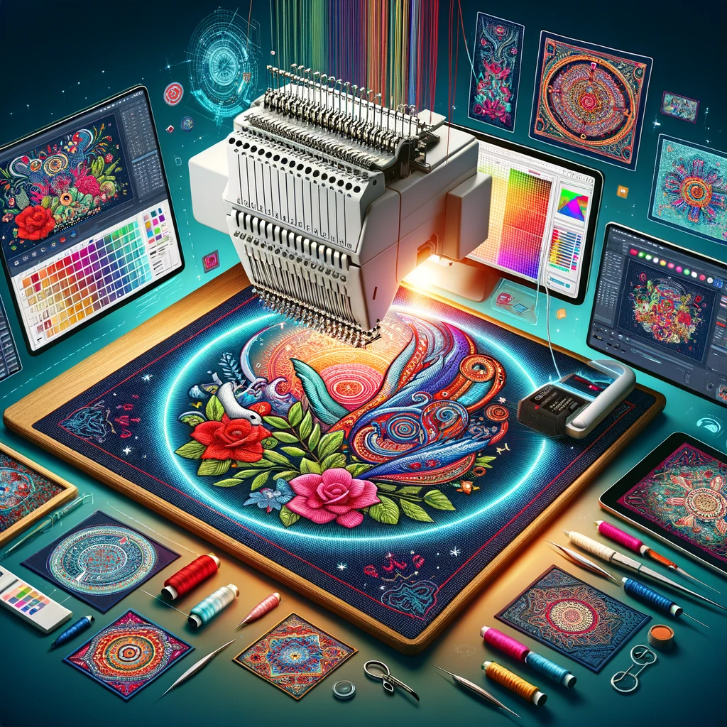 DALL·E 2024-04-06 02.54.24 - Create a visually engaging and informative image that illustrates the concept of digitizing services. The image should feature a digital embroidery ma